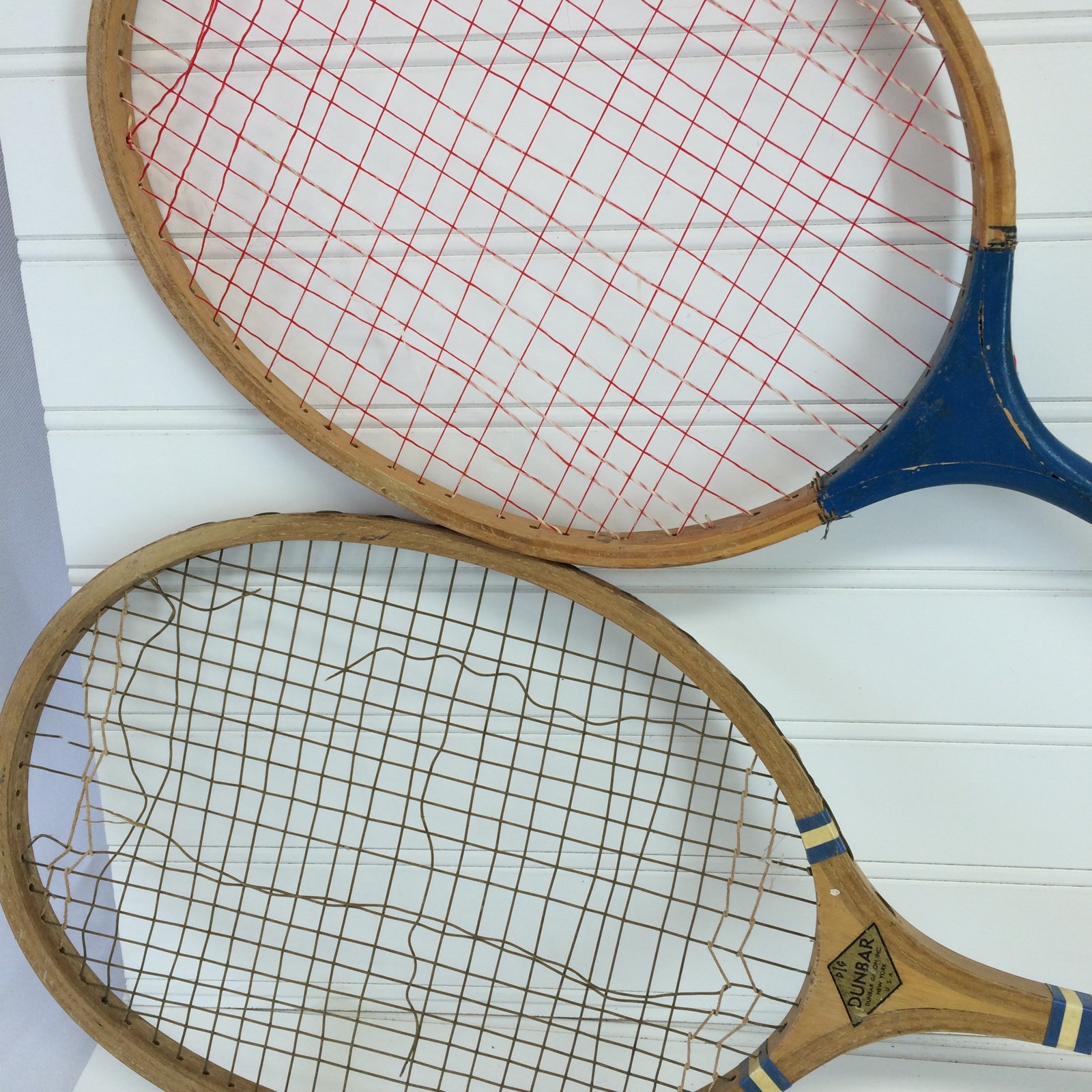Cool Old Wooden Vtg Badminton Rackets Lot Of 2 Dunbar USA Racquet Vintage