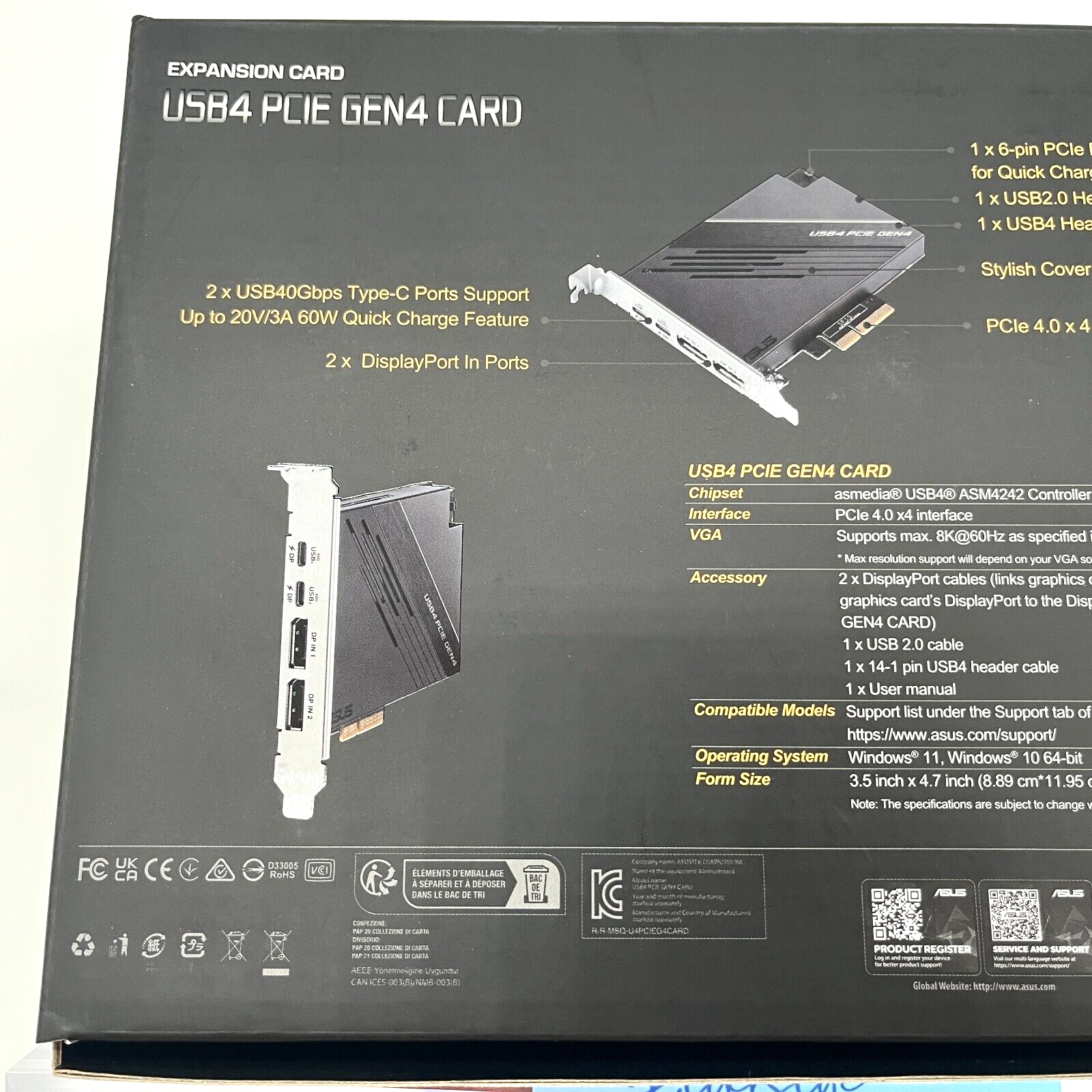 ASUS USB4 PCIe GEN4 CARD | USB-C | DisplayPort 1.4 | PCIe
