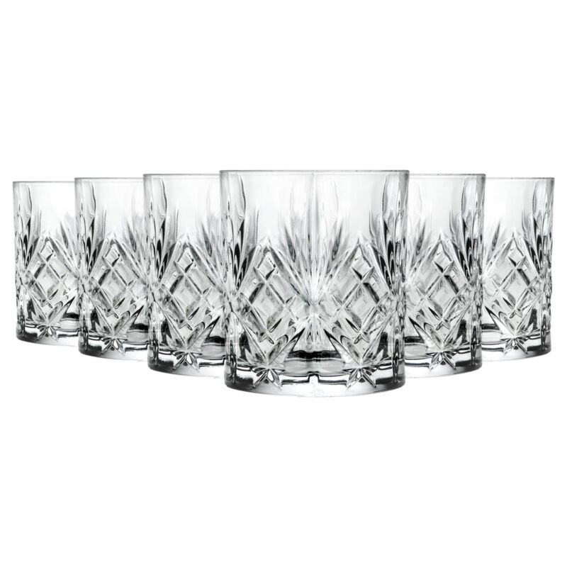 6x Rcr Crystal 240ml Melodia Whisky Glasses Whiskey Tumbler Glassware Gift Set