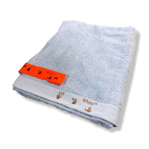 $245 Off-White Blue Swimming Man Logo Monogram Shower Pool Bathroom Spa Towel
