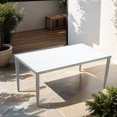 Outdoor Patio Aluminum 40''x70'' Two-tone Table Top Rectangle Dining Table with Ta