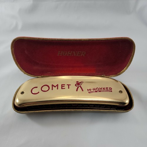 （よ５１）M.Hohner Comet ハーモニカ ゴールド ケース付き Vintage M. Hohner Comet Harmonica - Made In Germany - With