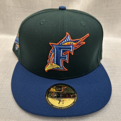 New Era Florida Marlins  Enchanted Forest  Sky Blue UV Fitted Hat Cap Sz 7 3/4