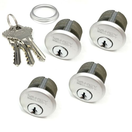4 New Mortise Lock Cylinders 1" for Store Front Door Adams Rite Brass and 3 Keys