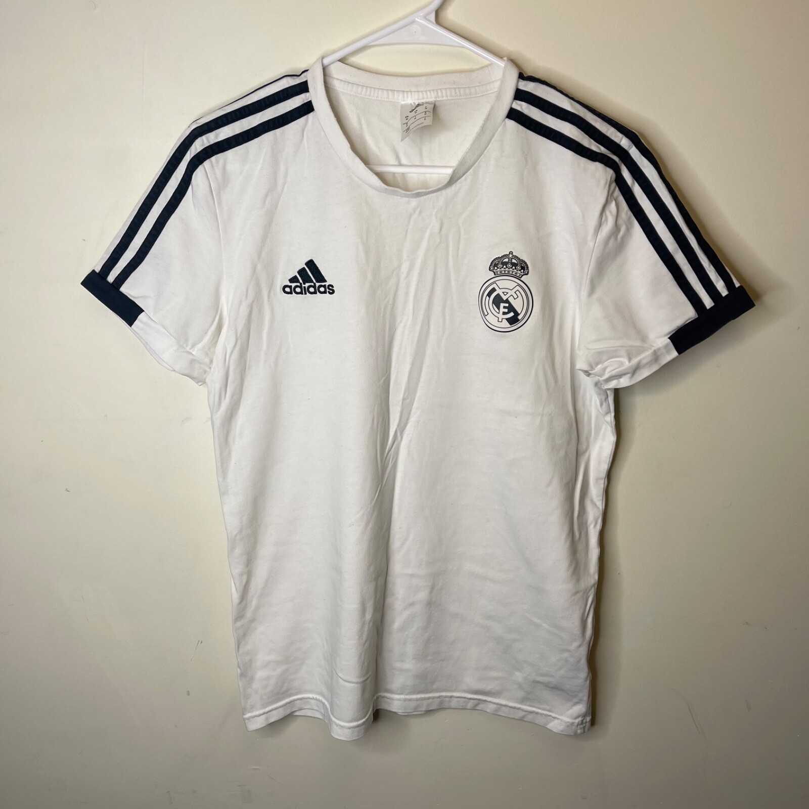 adidas Real Madrid グレーシャツ Lサイズ Adidas Real Madrid T-shirt Soccer Jersey White Woman Size M