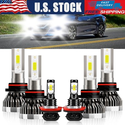 For Nissan Maxima 2008 6x LED Headlight Hi Low Fog Bulbs 6000K Combo Kit 6Pcs
