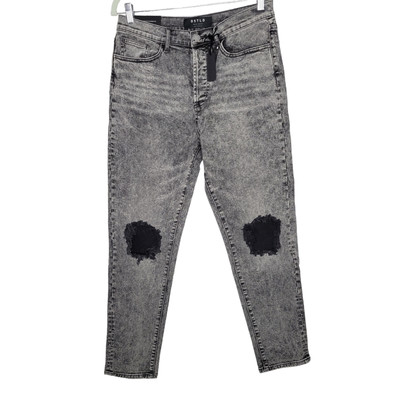 DSTLD Mom Jean Gray Knee Hole Acid Wash Jeans 31x30