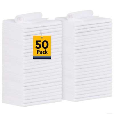 50 Pack Shop Towels 100% Cotton Rags for Garage Auto Body Shops Car Detailing