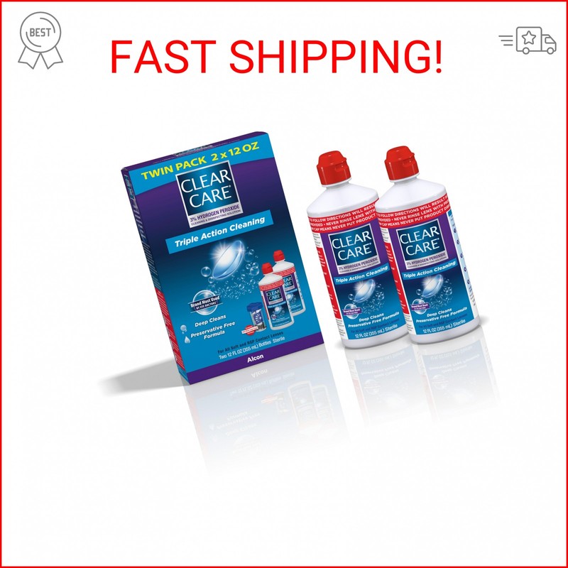 Clear Care Cleaning & Disinfecting Solution with Lens Case, Twin