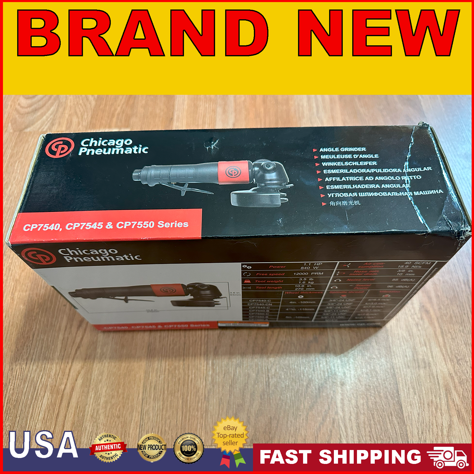 Chicago Pneumatic Cp7540cn Angle Angle Grinder, 1/4 In Npt Female Air Inlet, New