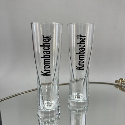 TWO Krombacher Pils German Beer Star Cup Glass 0.2 Liter 7  Advertising Germany
