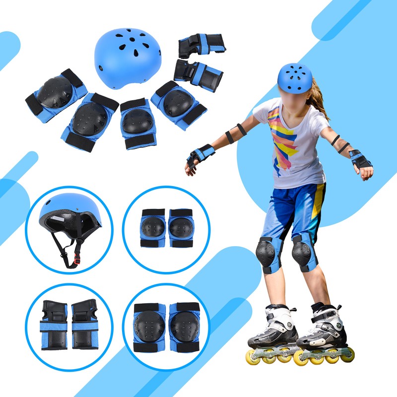7Pcs Set Helmet Knee Elbow Adult Teens Skateboard Safety Pro