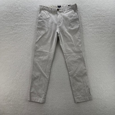 J Crew Chino Pants Mens 32x34 Beige Straight Fit Preppy Office Luxury Classic