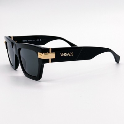 Pre-owned Versace 0ve4464-gb1/87 Black-gold Sunglasses In Gray
