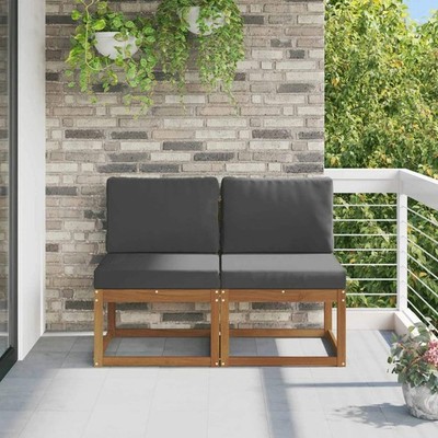 2 Piece Outdoor Middle Sofa Solid Acacia Wood