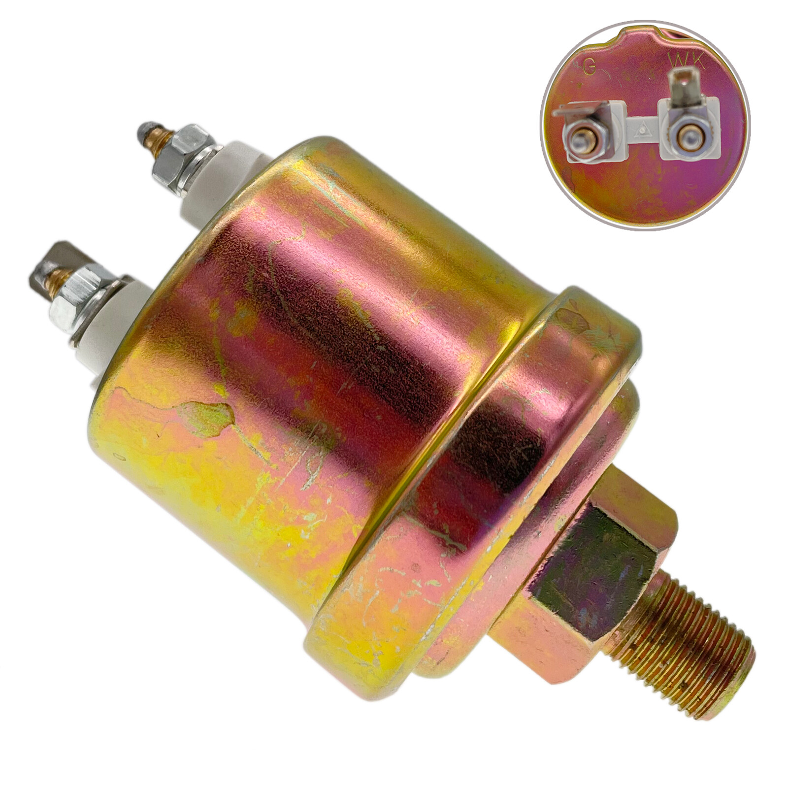 Pressure Sender, Vdo Type, 0-80 Psi, 10-180 Ohms, W/16 Psi Low Alarm Switch