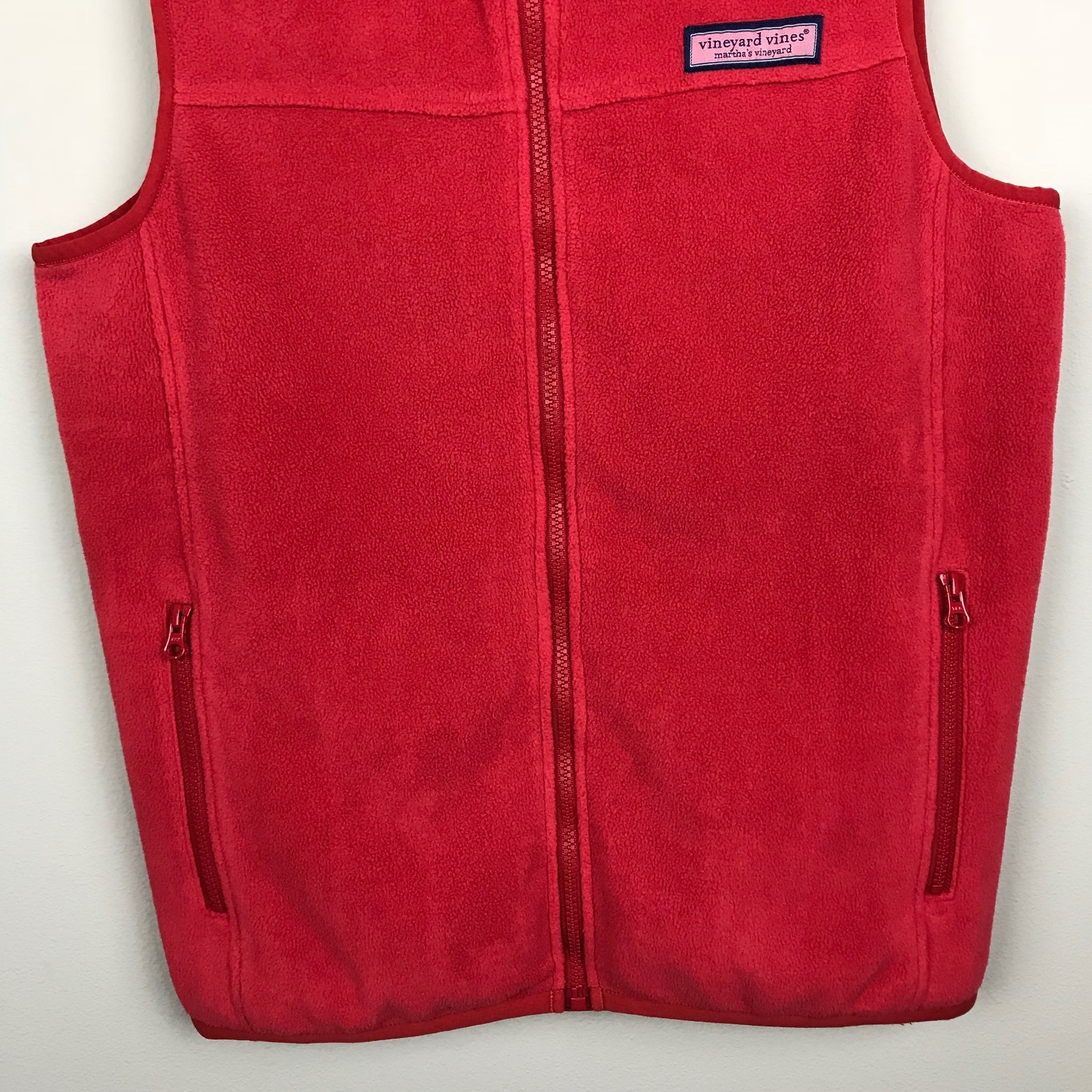 Vineyard Vines Boy's Size XL 20 Flag Patch Fleece Polyester Vest Red Navy Blue