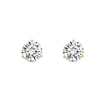 Pre-owned Shine Brite With A Diamond 3 Ct Round Cut Earrings Studs Solid Real 18k Yellow Gold Screw Back Martini In White/colorless