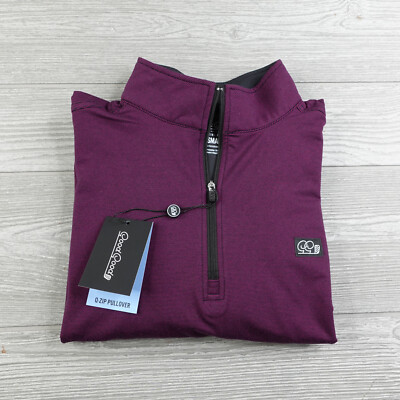 Good Good Golf Fighting for Par Purple Striped 1/4 Zip Pullover Men's Small NWT