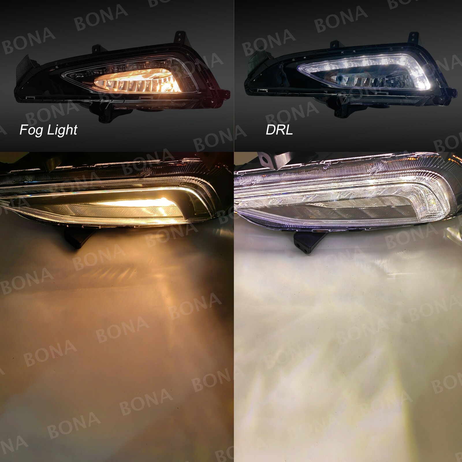 For 2016-2018 Hyundai Tucson LED Fog Lights Front Bumper Lamps with DRL
