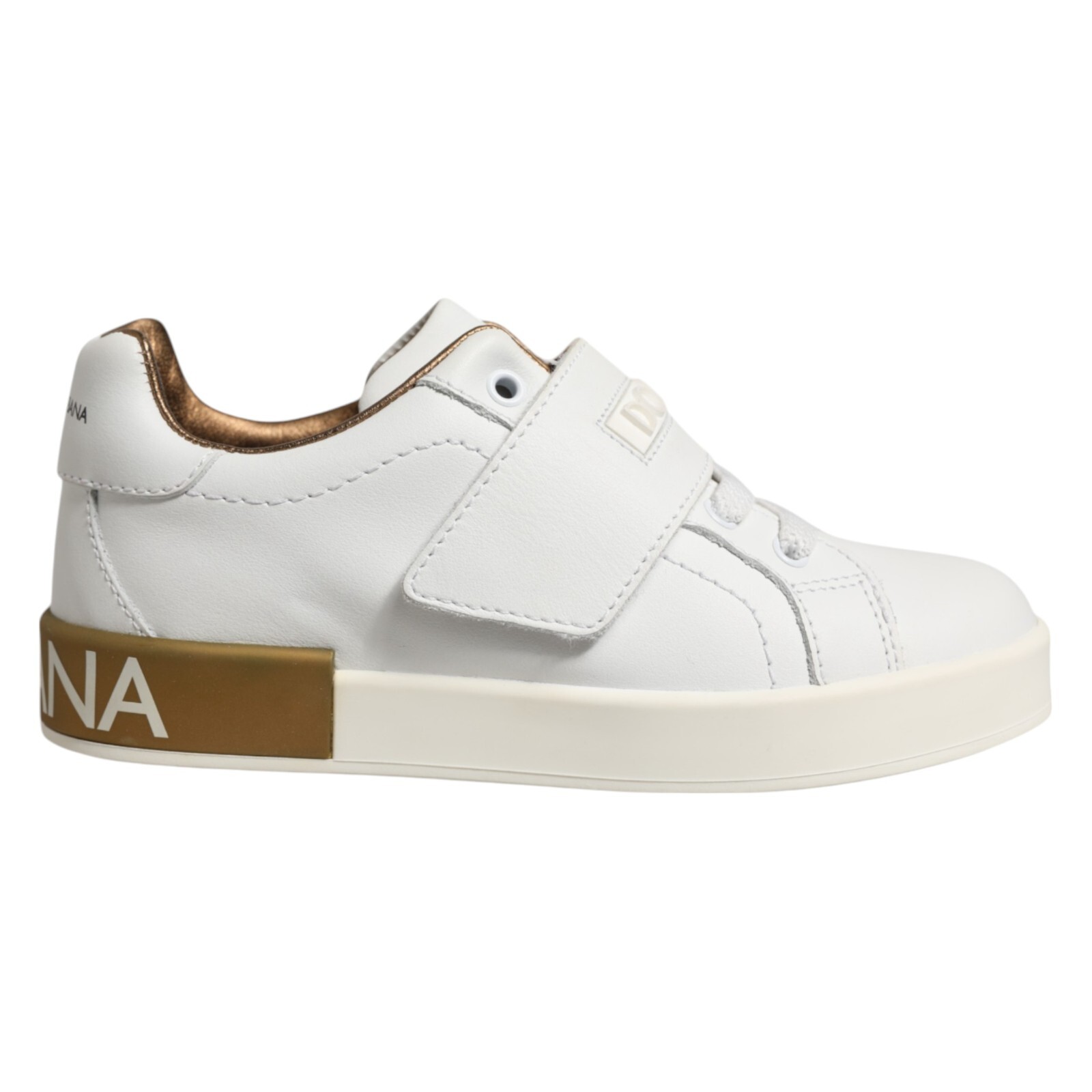 美品 DOLCE&GABBANA Kids 24-30m Logo embellished leather sneakers in white - Dolce Gabbana