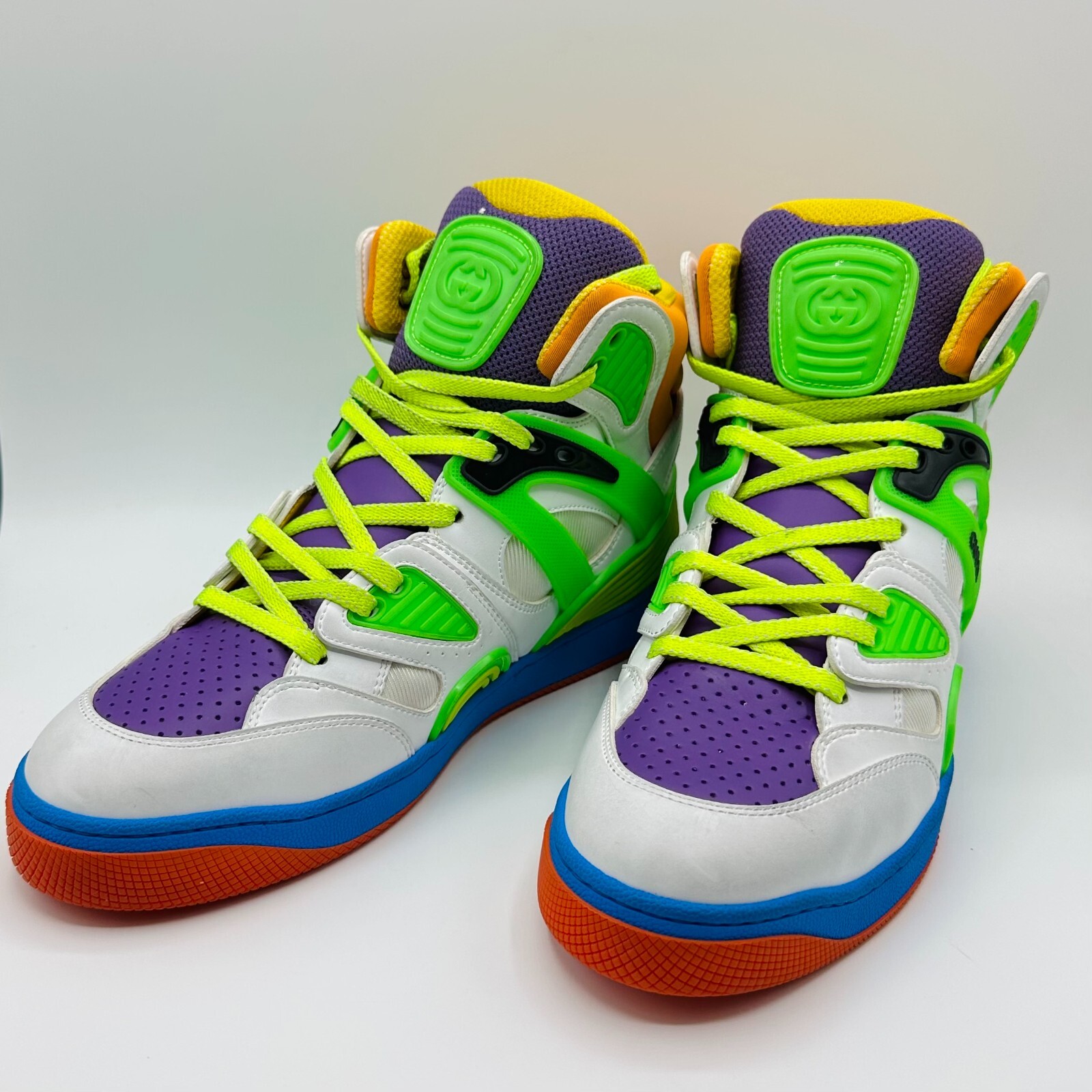 Pre-owned Gucci Women Dirty Washed Multicolor Leather High Top Sneaker Us 10 661310 9062