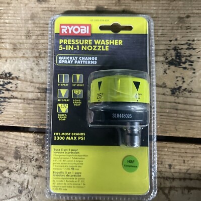 Ryobi Pressure Washer 5-In-1 Nozzle 3300 MAX PSI New