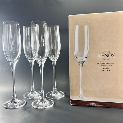 LENOX Set Of 4 TUSCANY CLASSICS Collection Champagne Flutes Glasses