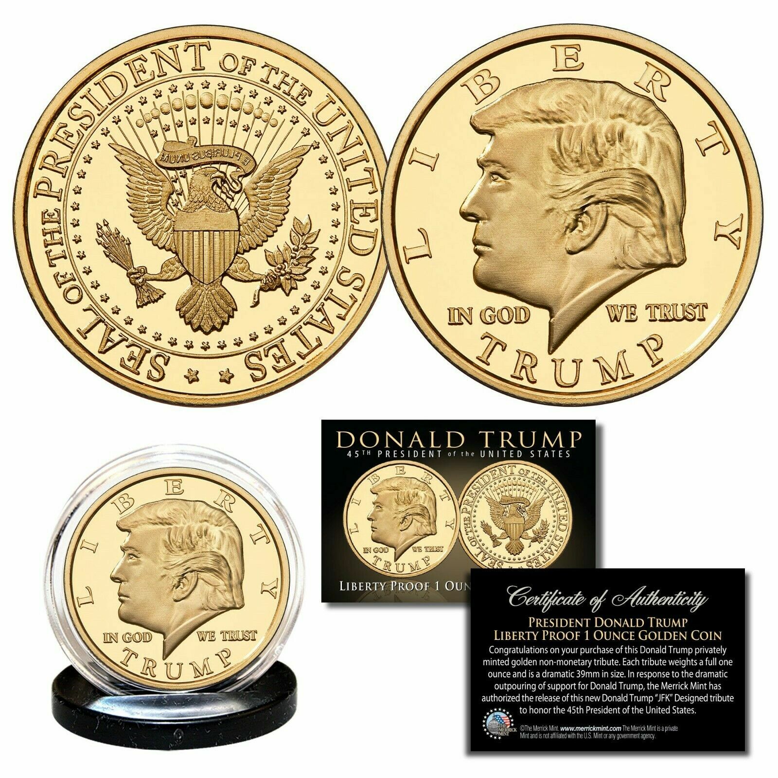 GOD BLESS AMERICA TRUMP Q 1オンス　銀貨A型 Donald Trump - God Bless America - Proof Medallion - Alaska Mint