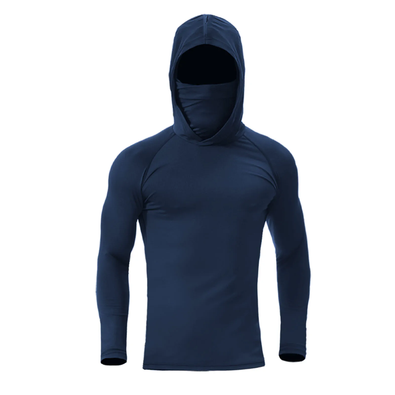 Men's Athletic Hoodie with UPF 50+ Sun Protection and Built-In Face Mask