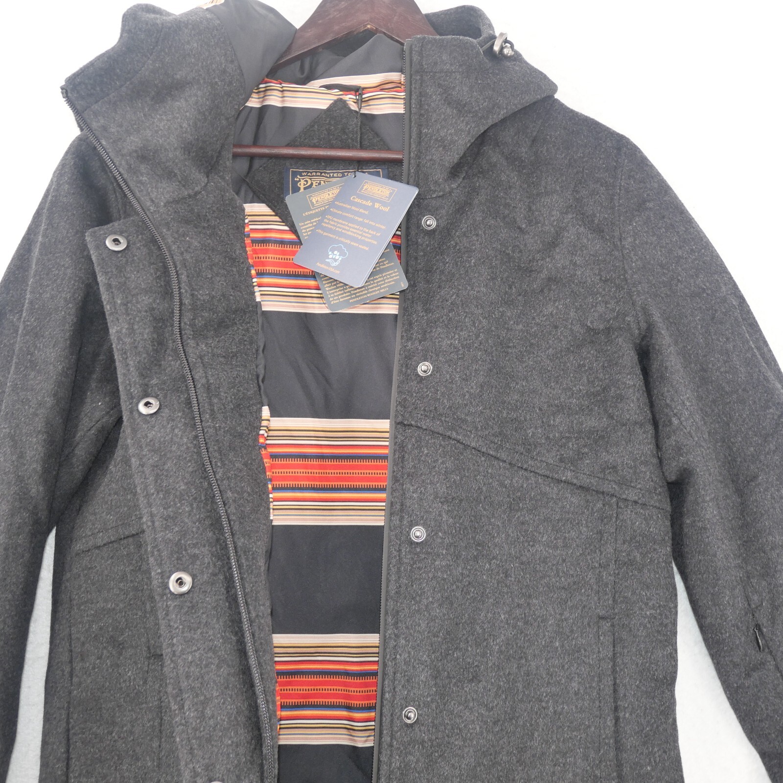 Pre-owned Pendleton Women's Small Ashwood Water Repellent Wool Metro Walking Coat In Gray