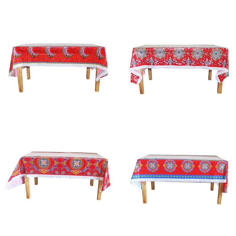 Eid Mubarak Tablecloth-Table Cover,Ramadan Mosque Table Protector Party Supplies