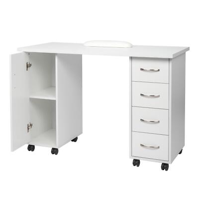 Manicure Table Makeup Station Nail Desk Salon Office Storage Wrist Rest+Drawers