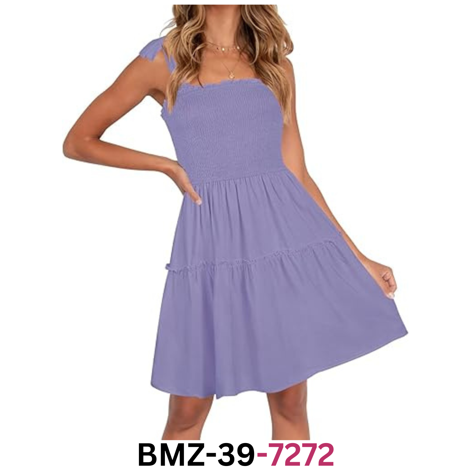 ZESICA Women' 2024 Summer Spaghetti Strap Sleeveless Square Neck Ruffle Dress, S