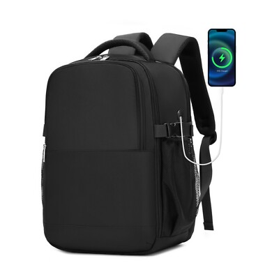 Travel Backpack, Unisex Waterproof Backpack with Charging Port & Luggage Strap
