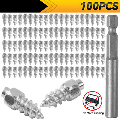 100X 4X12mm Car SUV ATV Anti-Slip Screw Stud Wheel Tyre Snow Tire Spikes Tool &
