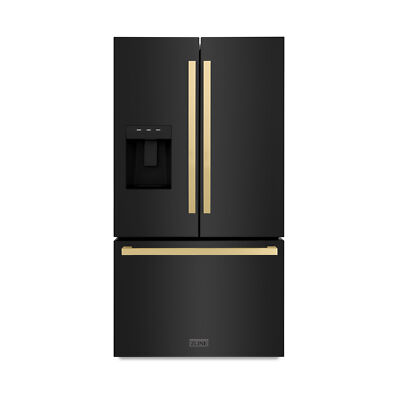 ZLINE 36 STANDARD DEPTH FRENCH DR BLACK STAINLESS REFRIGERATOR RSMZ-W-36-BS-FCB