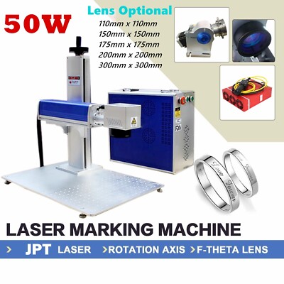 50W JPT Fiber Laser Engraver Marking Machine +Rotary Axis for Tumbler Jewelry