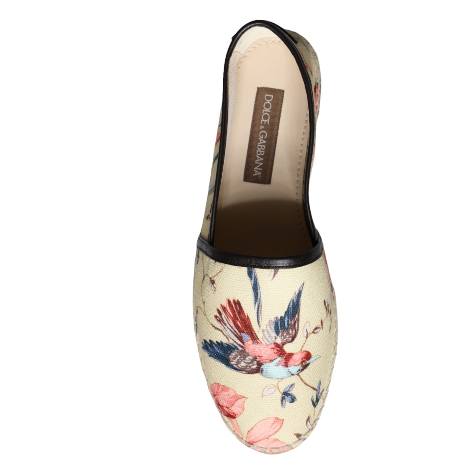 Pre-owned Dolce & Gabbana Shoes Beige Floral Canvas Espadrilles Slip On Eu40 / Us7 470usd