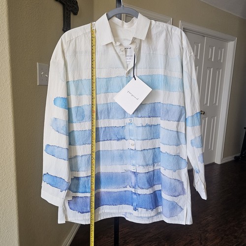 Pre-owned Toogood Handpainted Breton Draughtsman Shirt In Blue & White Oversized Size S.