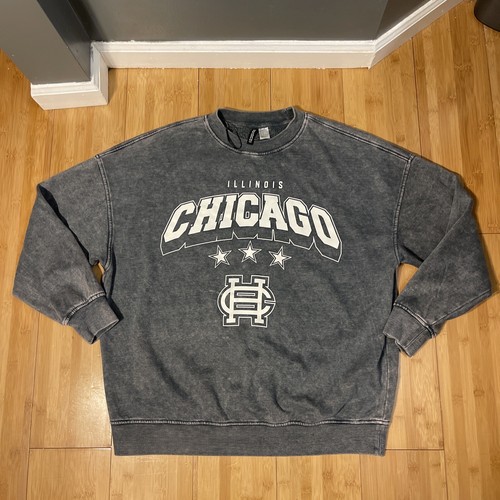 H&M DIVIDED Chicago Oversized Crewneck Sweatshirt Gray