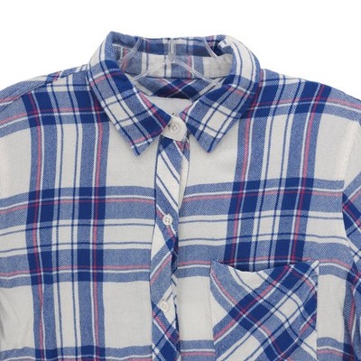 RAILS Hunter Plaid Button Up Top Shirt Blue Raspberry White 100% Rayon Size XS