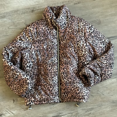 Me Jane Leopard Print Puffer Jacket Size Medium