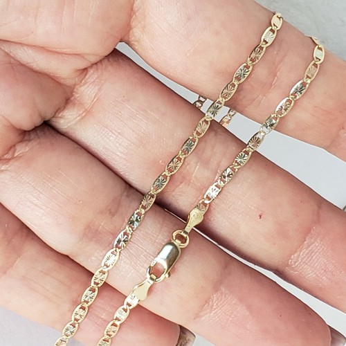 Pre-owned Rosegold 14k Yellow White Rose Gold 18 Inches Long Chain 2 Mm Wide Diamond Cut