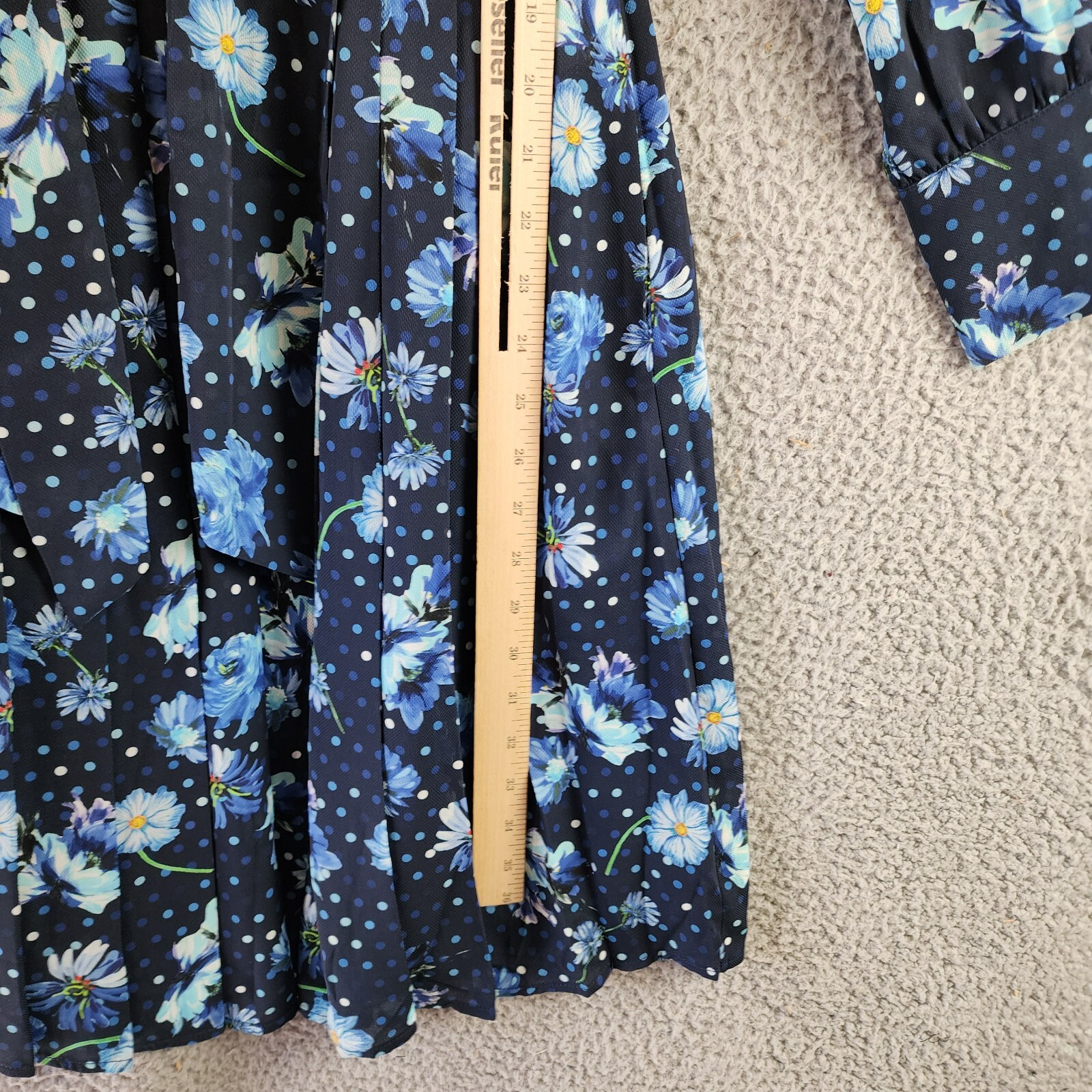 Gracia Belted Mini Dress Women's S Black Multi Floral Scarf Neck Long Sleeve - Picture 9 of 13