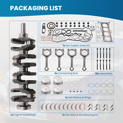 G4KJ 2.4L Engine Rebuild Overhaul Kit w/ Crankshaft Rods Pistons For HYUNDAI KIA