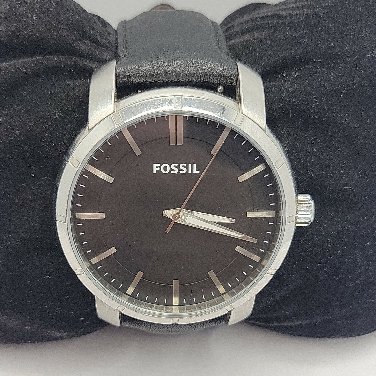 Fossil BQ1284 Men's Black Leather Analog Dial Quartz Genuine Fossil BQ1284 Men's Black Leather Analog Dial Quartz Genuine