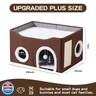 Crispedia Large Cat Bed for Indoor Cats, Extra Wide Cat Cave House with Scratch Pad and Fluffy Ball, Foldable Cat Hideaway for Kitten Bed, Cat Condo for Cats (Brown, X-Large)