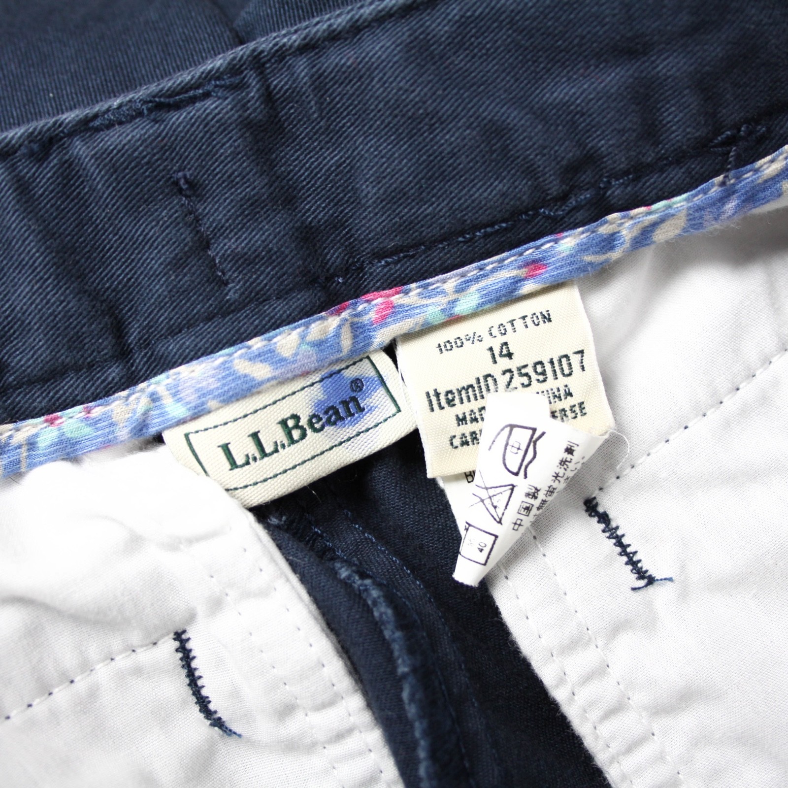 LL Bean Girls Pants Adjustable Waist Size 14 Blue