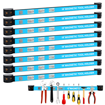 8 PACK 18'' Magnetic Tool Holder Bar Organizer Storage Rack Knife Wrench Pliers